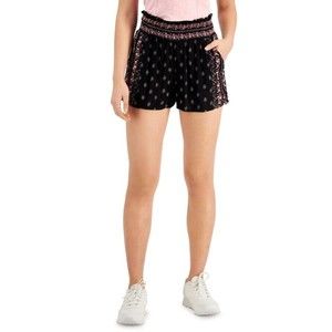 KINGSTON GREY JUNIORS PRINTED SOFT SHORTS RUST BOHO ELASTIC WAIST PULL ON